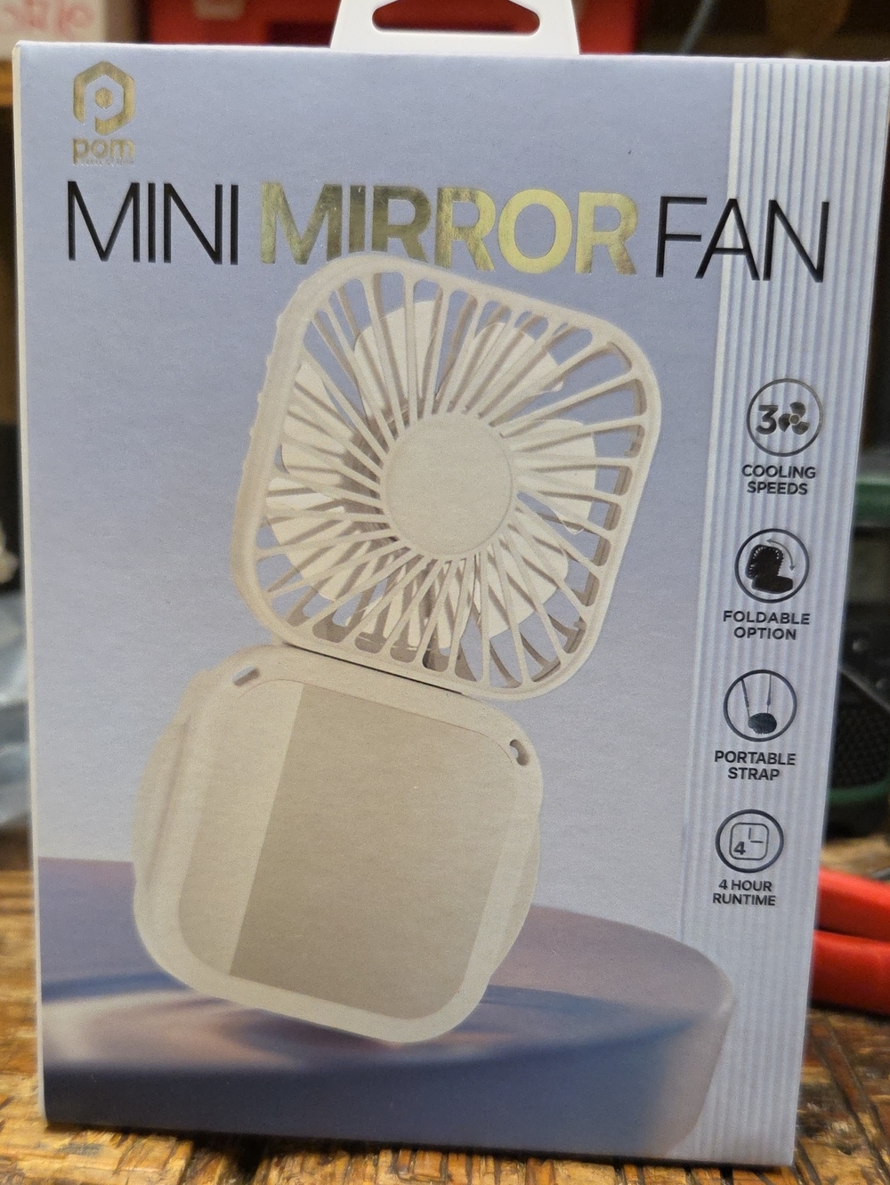 Mini Mirror Fan - White Portable Foldable Fan